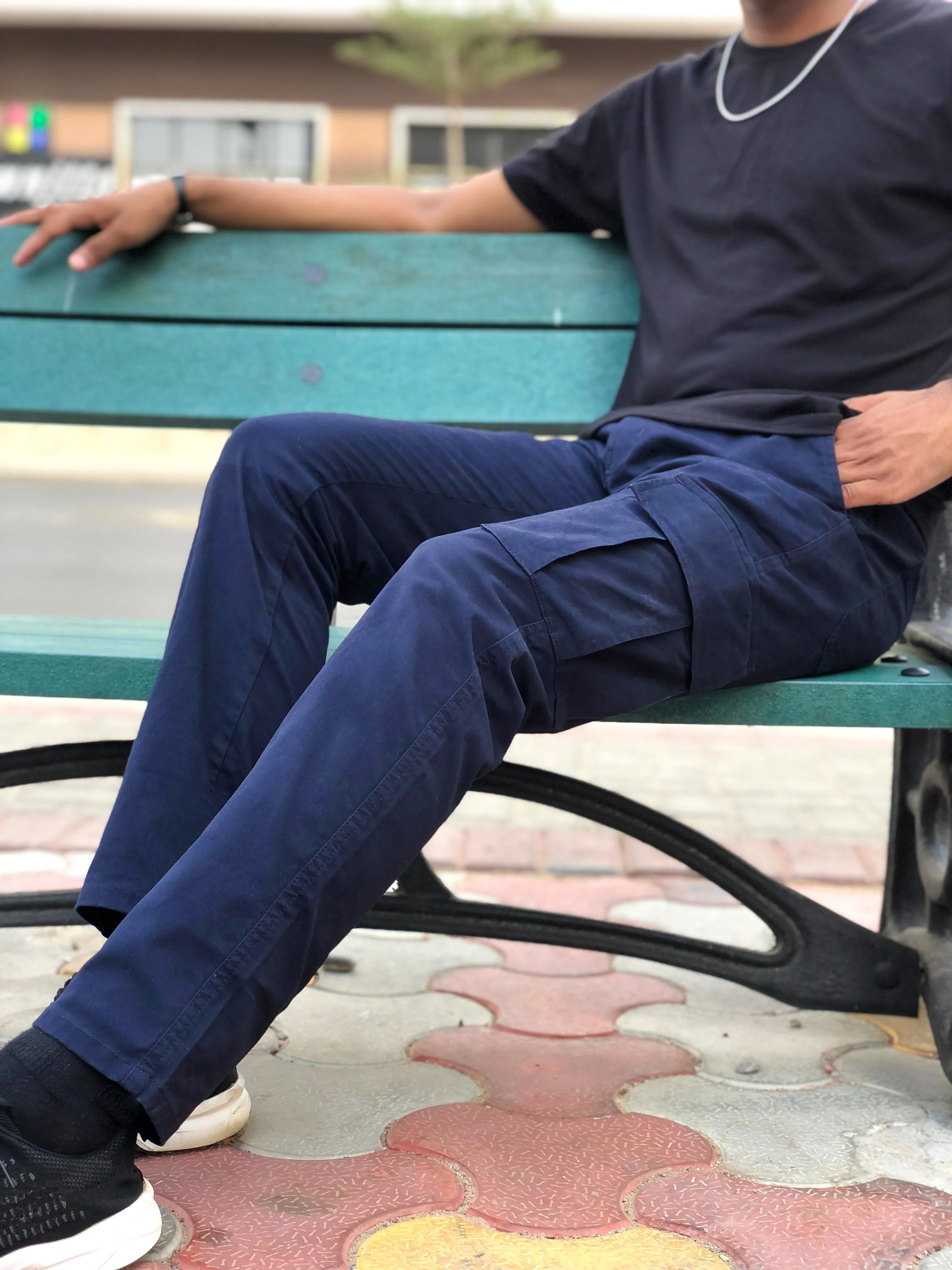 6-Pocket Navy Blue Cargo Pants