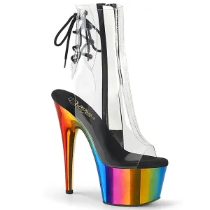 ADORE-1018RC Pleaser Clear/Rainbow Chrome Sexy Platform Shoes (Pole Dancing Heels)