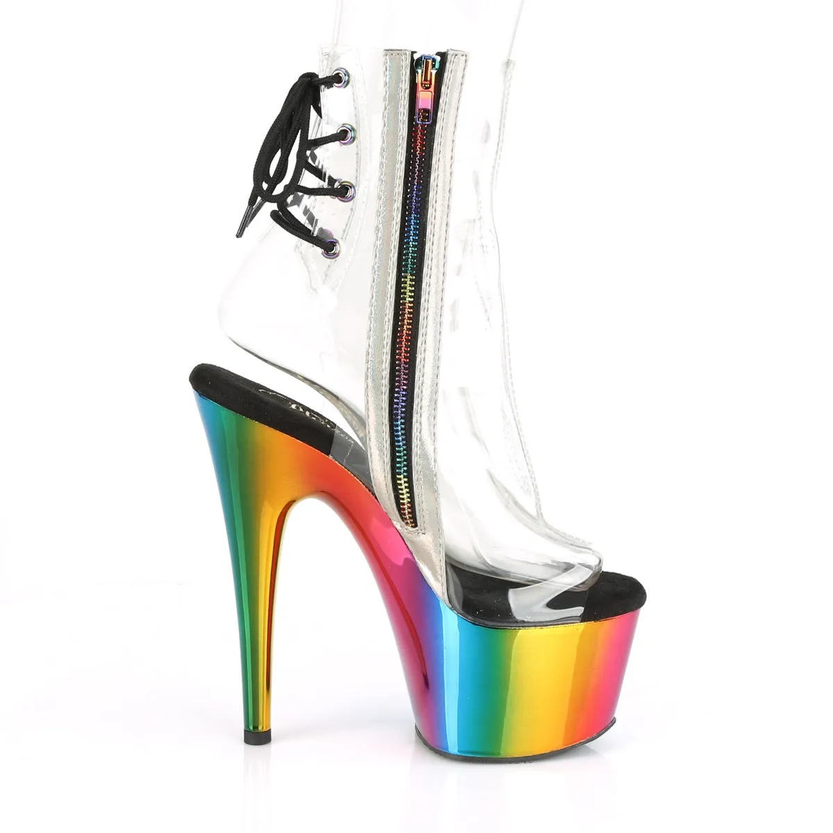 ADORE-1018RC Pleaser Clear/Rainbow Chrome Sexy Platform Shoes (Pole Dancing Heels)