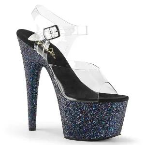 ADORE-708LG Pleaser Clear/Black Sexy Platform Shoes (Pole Dancing Heels)