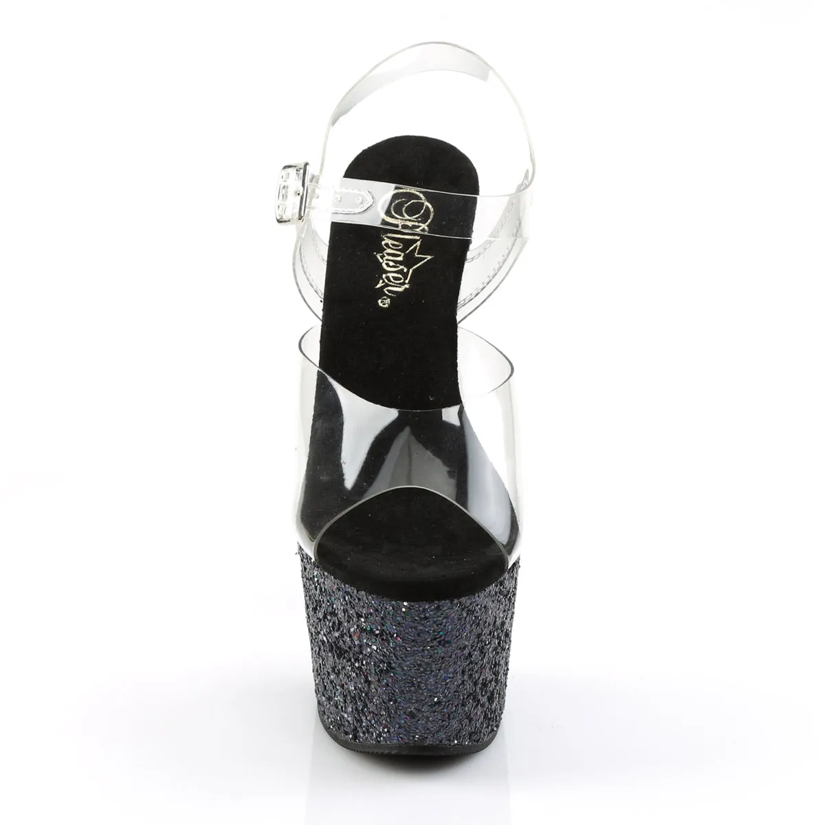 ADORE-708LG Pleaser Clear/Black Sexy Platform Shoes (Pole Dancing Heels)