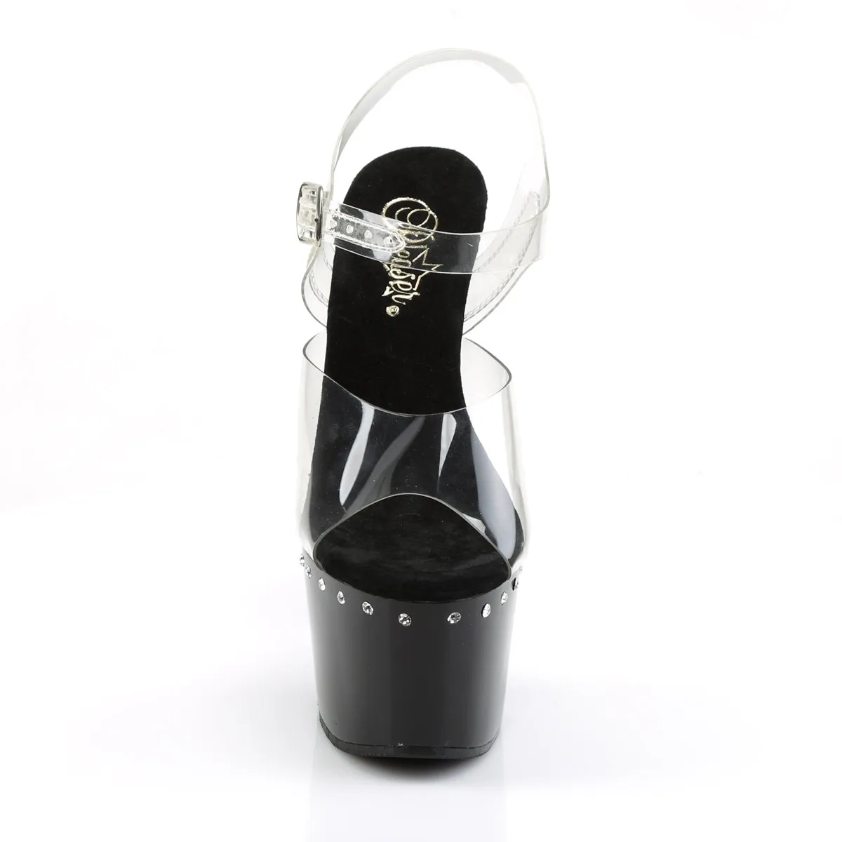 ADORE-708LS Pleaser Clear/Black Sexy Platform Shoes (Pole Dancing Heels)