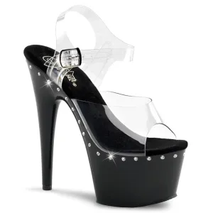 ADORE-708LS Pleaser Clear/Black Sexy Platform Shoes (Pole Dancing Heels)