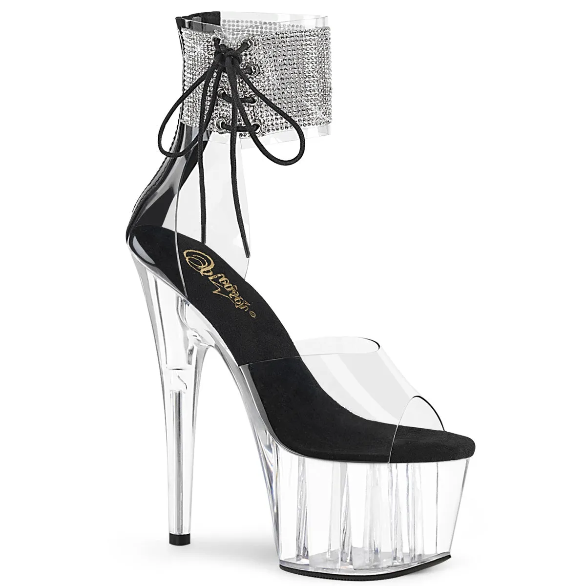 ADORE-724RS Pleaser Clear/Black Sexy Platform Shoes (Pole Dancing Heels)