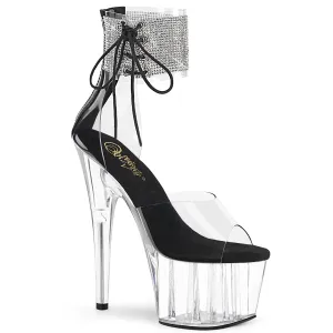 ADORE-724RS Pleaser Clear/Black Sexy Platform Shoes (Pole Dancing Heels)