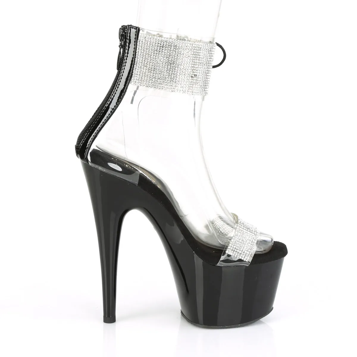 ADORE-727RS Pleaser Clear/Black Sexy Platform Shoes (Pole Dancing Heels)
