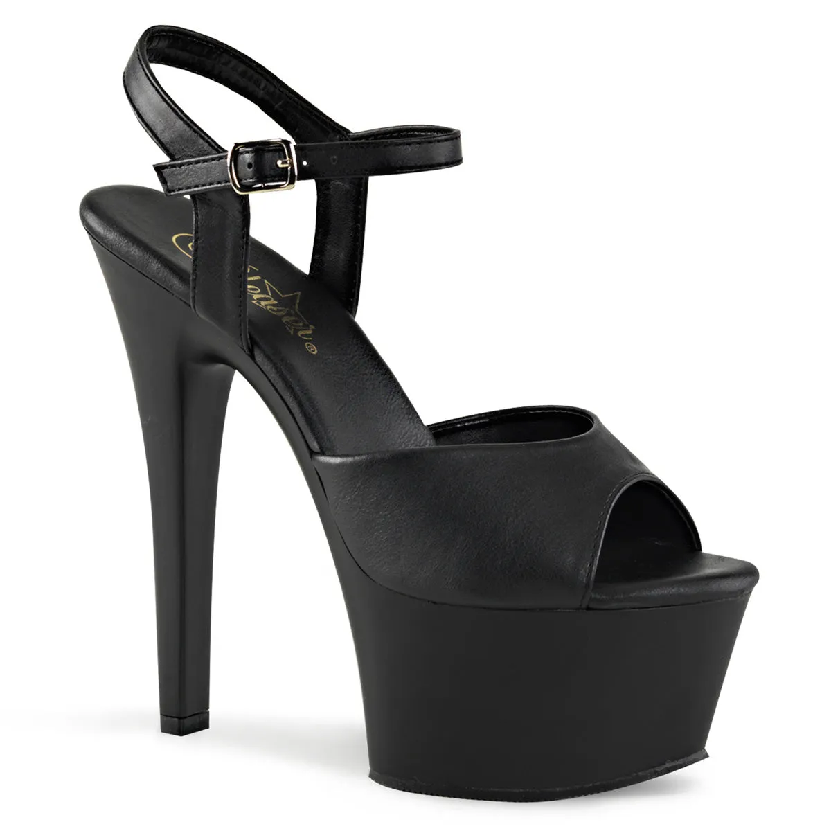ASPIRE-609 Pleaser Black Faux Leather Sexy Platform Shoes (Pole Dancing Heels)