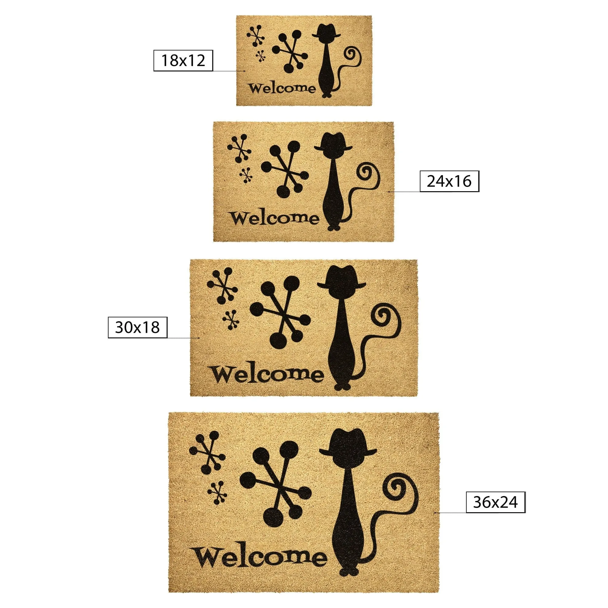 Atomic Living Welcome Mat, Atomic Hipster Cat Mid Century Modern Outdoor Entry Mat