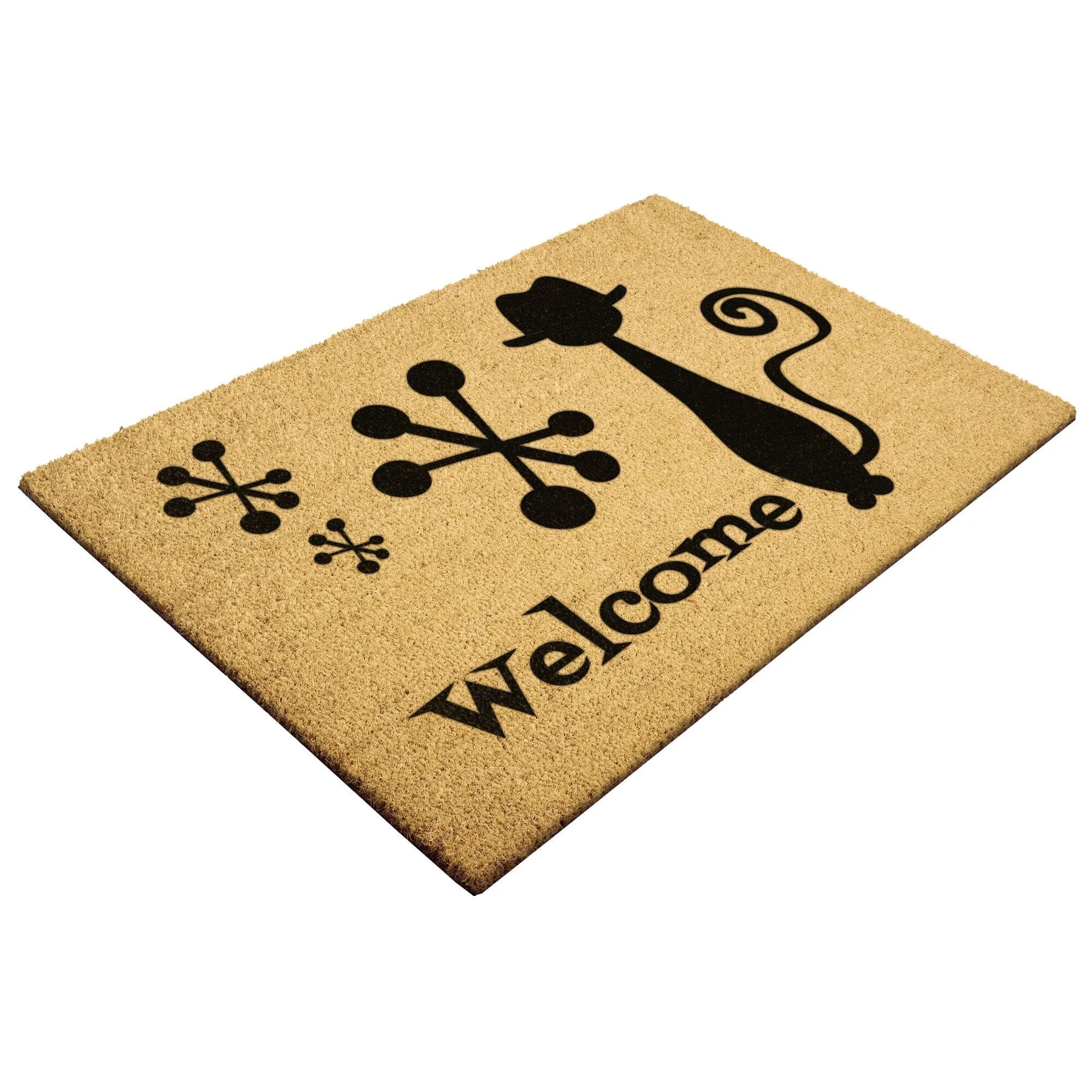 Atomic Living Welcome Mat, Atomic Hipster Cat Mid Century Modern Outdoor Entry Mat