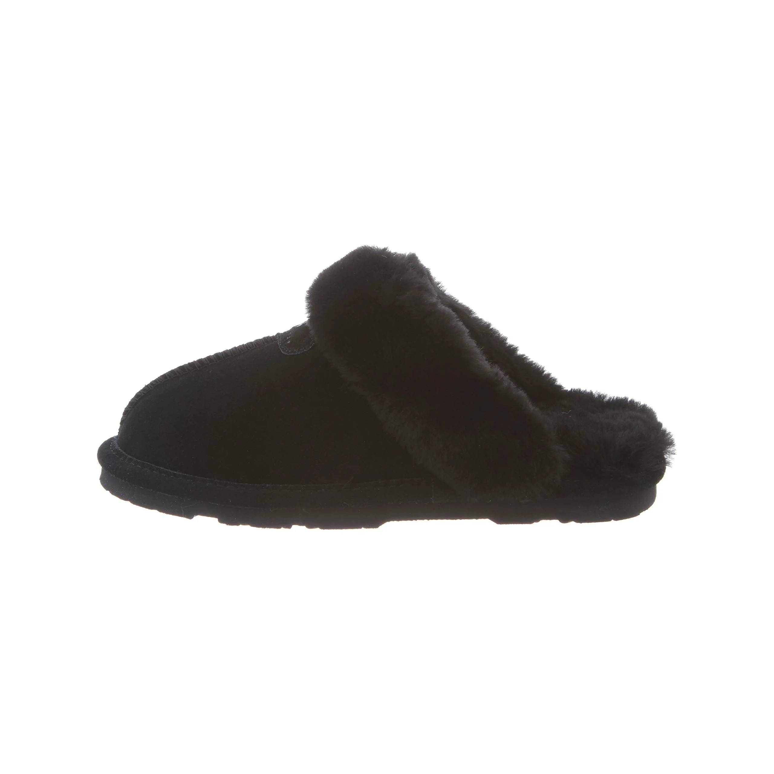 Bearpaw Women's Loki Ii Slide Slipper Black Suede Fur Lined Clog Mule Slipper