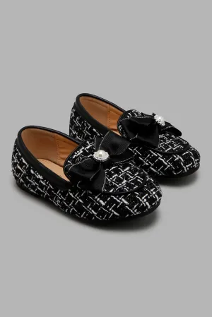 Black And White Loafer With Bow