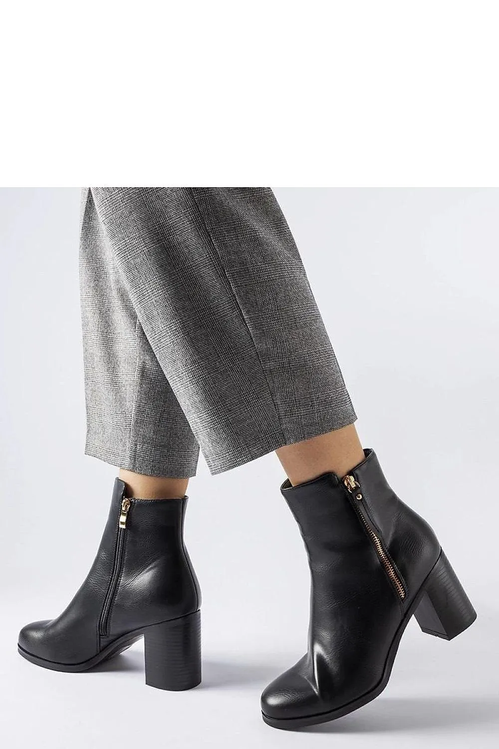 Black insulated classic ankle heel boots