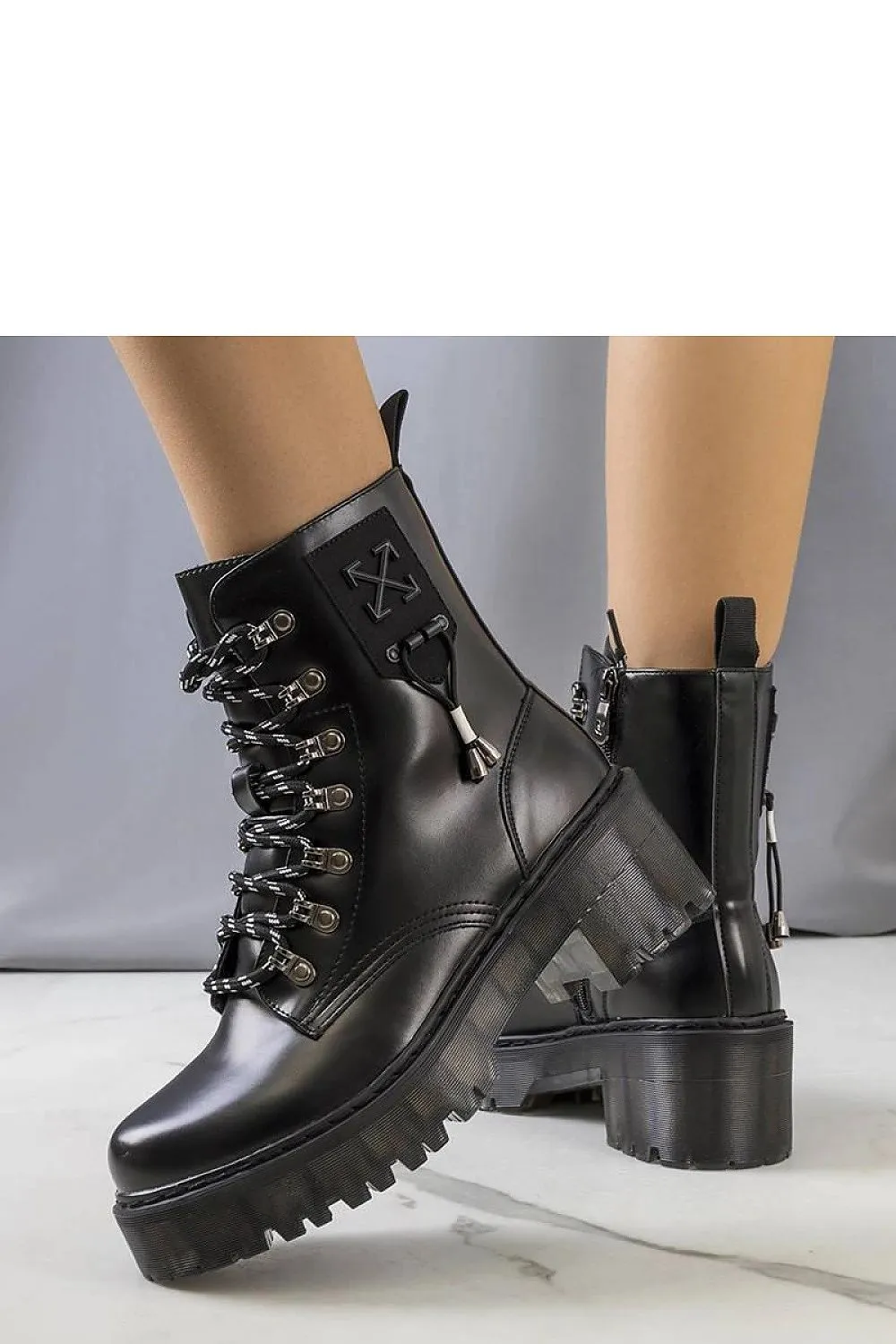 Black Laverda ankle boots with decorative lacing