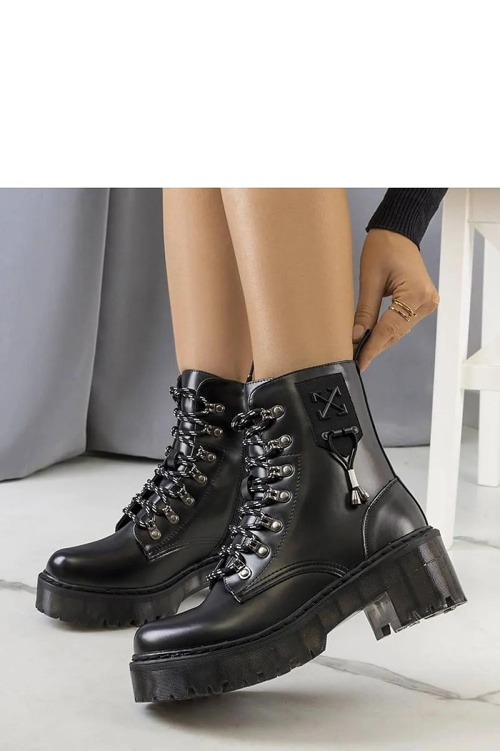 Black Laverda ankle boots with decorative lacing