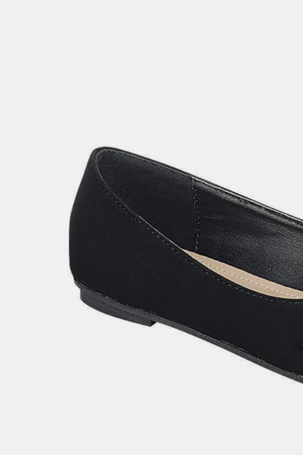 Black Slip On Rhinestone Buckle Ballet Flats
