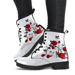 Combat Boots - Rose Art | Boho Shoes, Handmade Boots, Vegan Leather Lace Up Boots Women, Custom Shoes, Custom Boots, Sorority Shoes