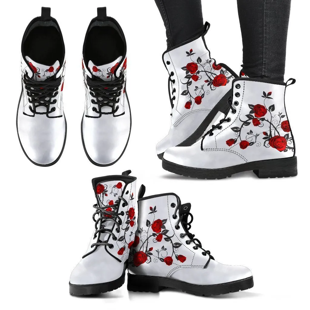 Combat Boots - Rose Art | Boho Shoes, Handmade Boots, Vegan Leather Lace Up Boots Women, Custom Shoes, Custom Boots, Sorority Shoes