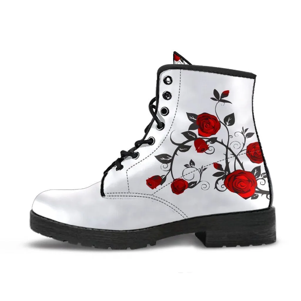 Combat Boots - Rose Art | Boho Shoes, Handmade Boots, Vegan Leather Lace Up Boots Women, Custom Shoes, Custom Boots, Sorority Shoes