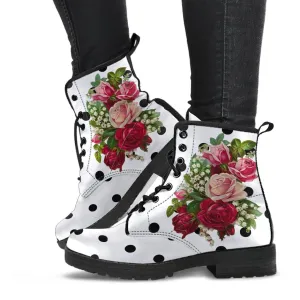 Combat Boots - Vintage Bouquet | Handmade Lace Up Boots, Vegan Leather Lace Up Boots Women, Aesthetic Shoes, Vintage Shoes, Vegan Shoes