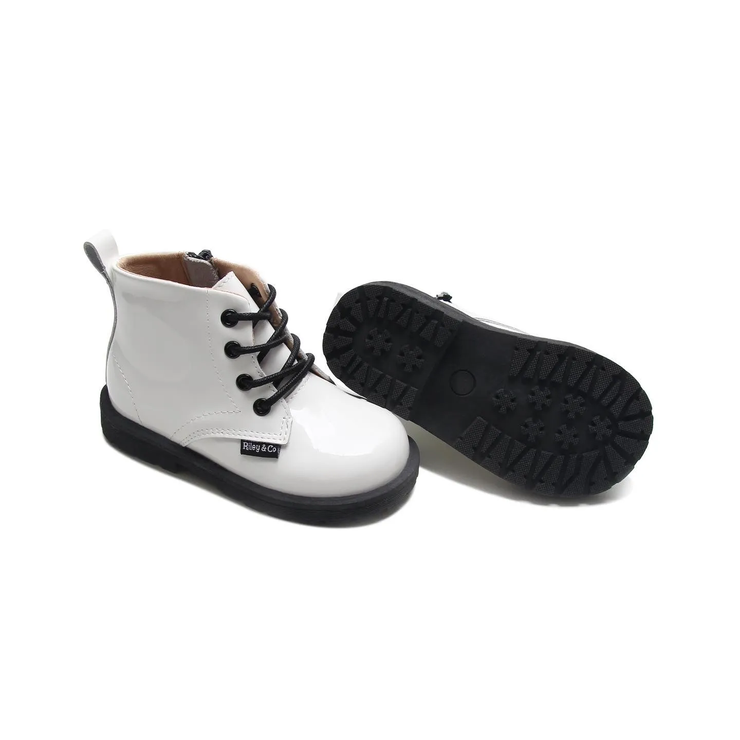 Combat Boots - White Patent