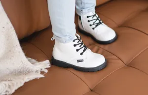 Combat Boots - White Patent