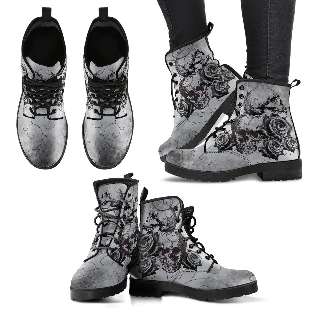 Combat Boots - Witch's Gray Boots | Goth Boots, Gothic Boots, Boho Shoes, 90s Boots, 2000s Boots, Vegan Leather Boots