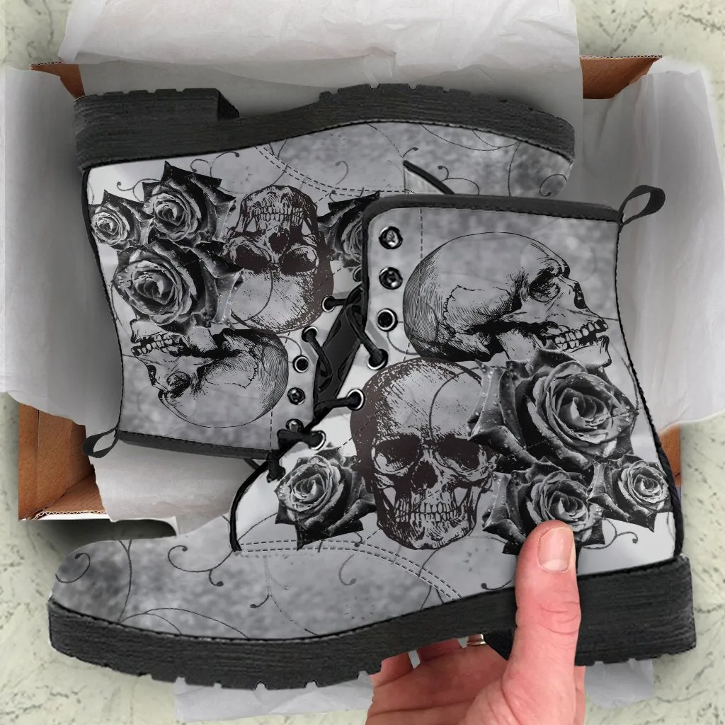 Combat Boots - Witch's Gray Boots | Goth Boots, Gothic Boots, Boho Shoes, 90s Boots, 2000s Boots, Vegan Leather Boots