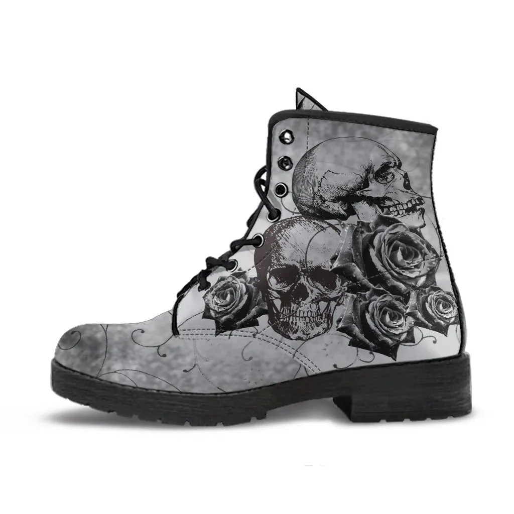 Combat Boots - Witch's Gray Boots | Goth Boots, Gothic Boots, Boho Shoes, 90s Boots, 2000s Boots, Vegan Leather Boots