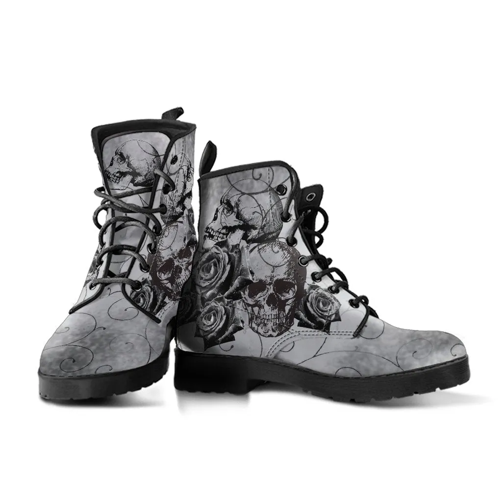 Combat Boots - Witch's Gray Boots | Goth Boots, Gothic Boots, Boho Shoes, 90s Boots, 2000s Boots, Vegan Leather Boots