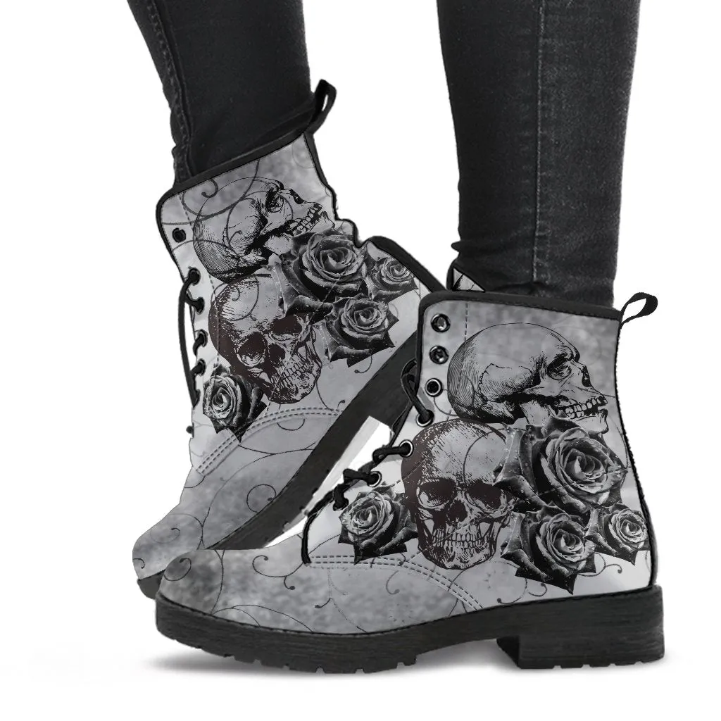 Combat Boots - Witch's Gray Boots | Goth Boots, Gothic Boots, Boho Shoes, 90s Boots, 2000s Boots, Vegan Leather Boots