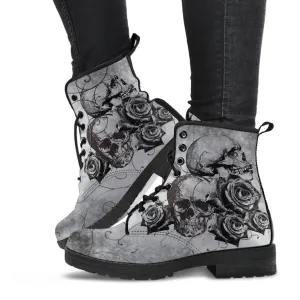 Combat Boots - Witch's Gray Boots | Goth Boots, Gothic Boots, Boho Shoes, 90s Boots, 2000s Boots, Vegan Leather Boots