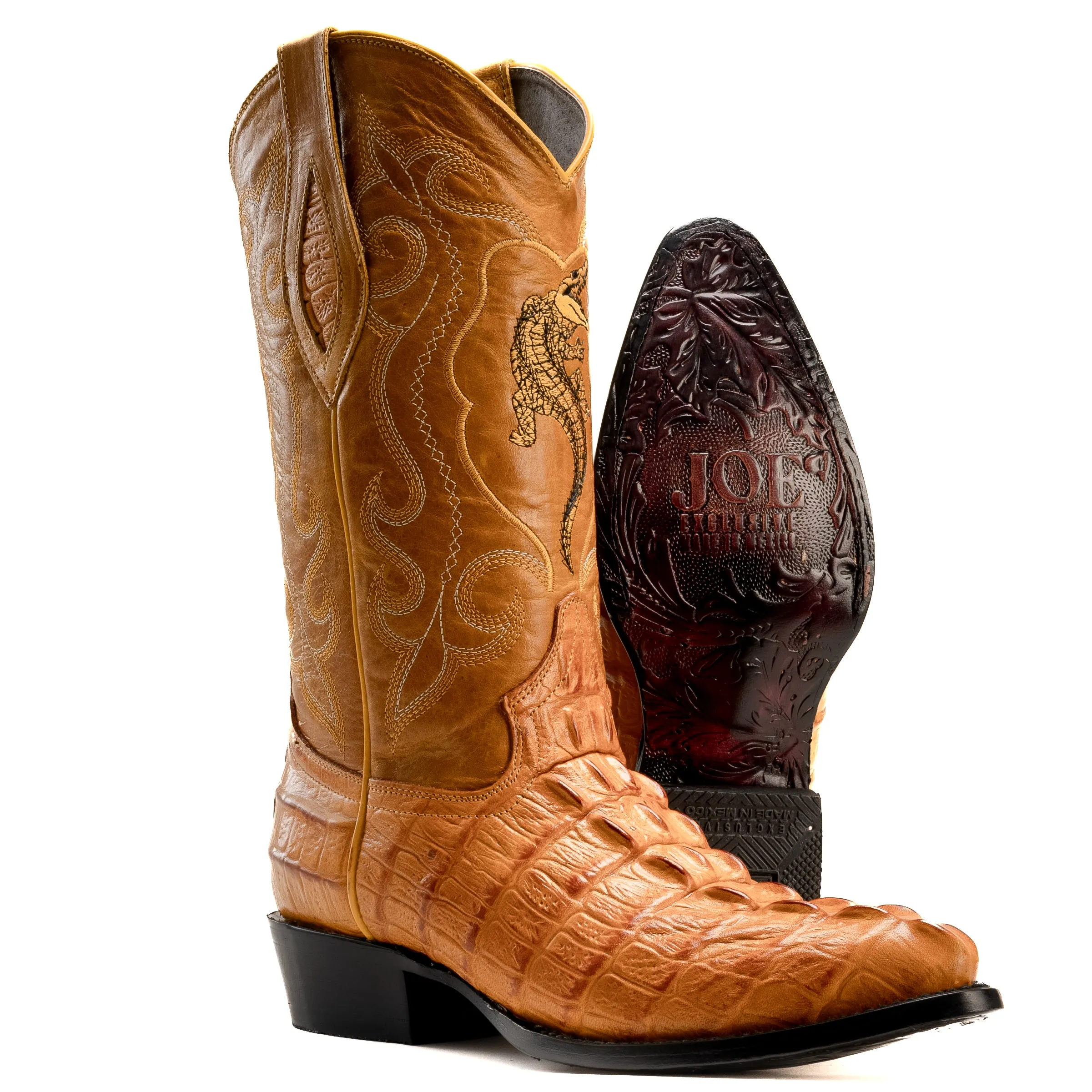 Combo JB904 Buttercup Combo Men's Western Boots: J Toe Cowboy boots in Genuine Leather 004 Butter Belt