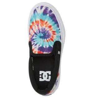 DC Kids Manual Slip On Sneakers in Primary Tie Dye : Size 10.5 to 3.5