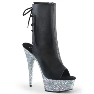 DELIGHT-1018LG Pleaser Black Faux Leather Sexy Platform Shoes (Pole Dancing Heels)