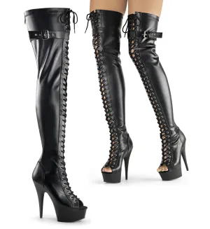 DELIGHT-3025 Pleaser Black Faux Leather Sexy Platform Shoes (Pole Dancing Heels)
