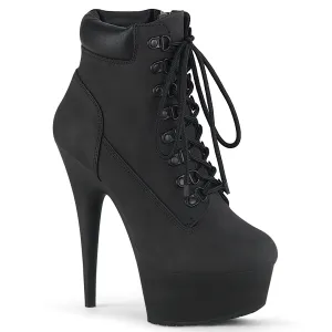 DELIGHT-600TL-02 Pleaser Black Nubuck Sexy Platform Shoes (Pole Dancing Heels)