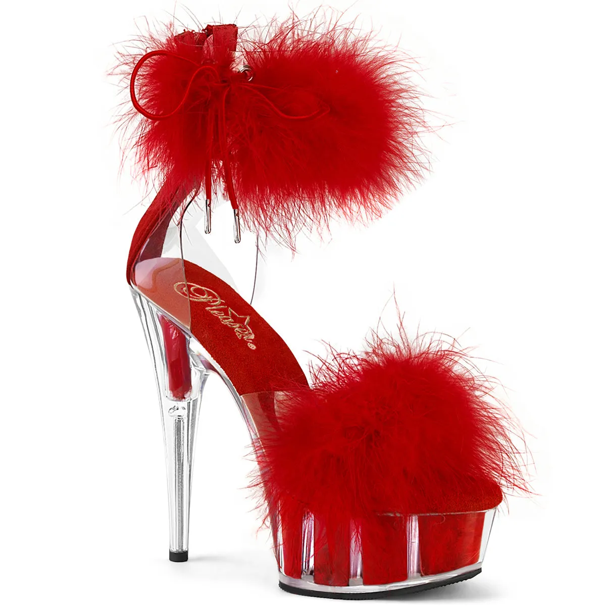 DELIGHT-624F Pleaser Clear/Red Sexy Platform Shoes (Pole Dancing Heels)
