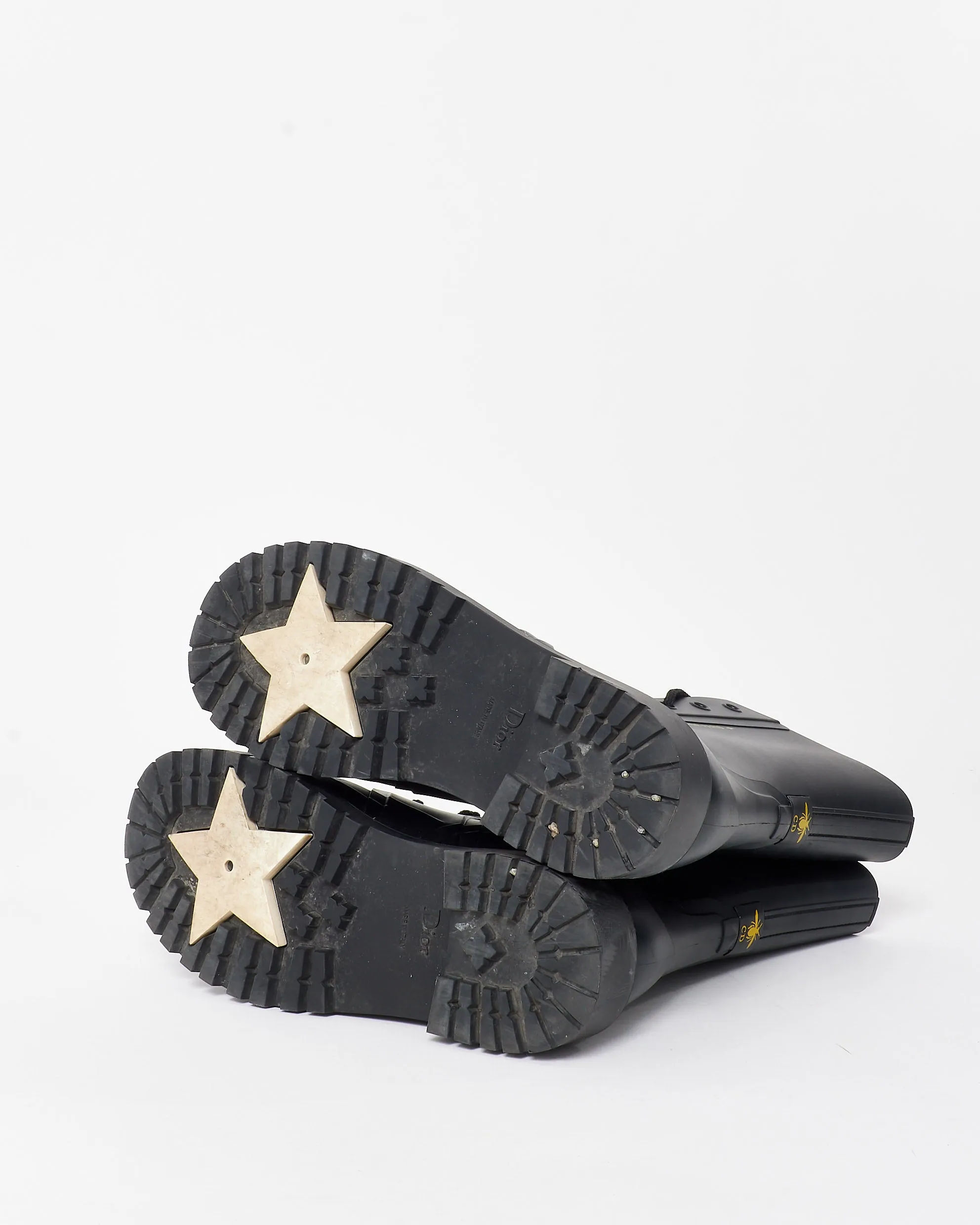 Dior Black Diorcamp Rubber Lace Up Combat Boots - 39
