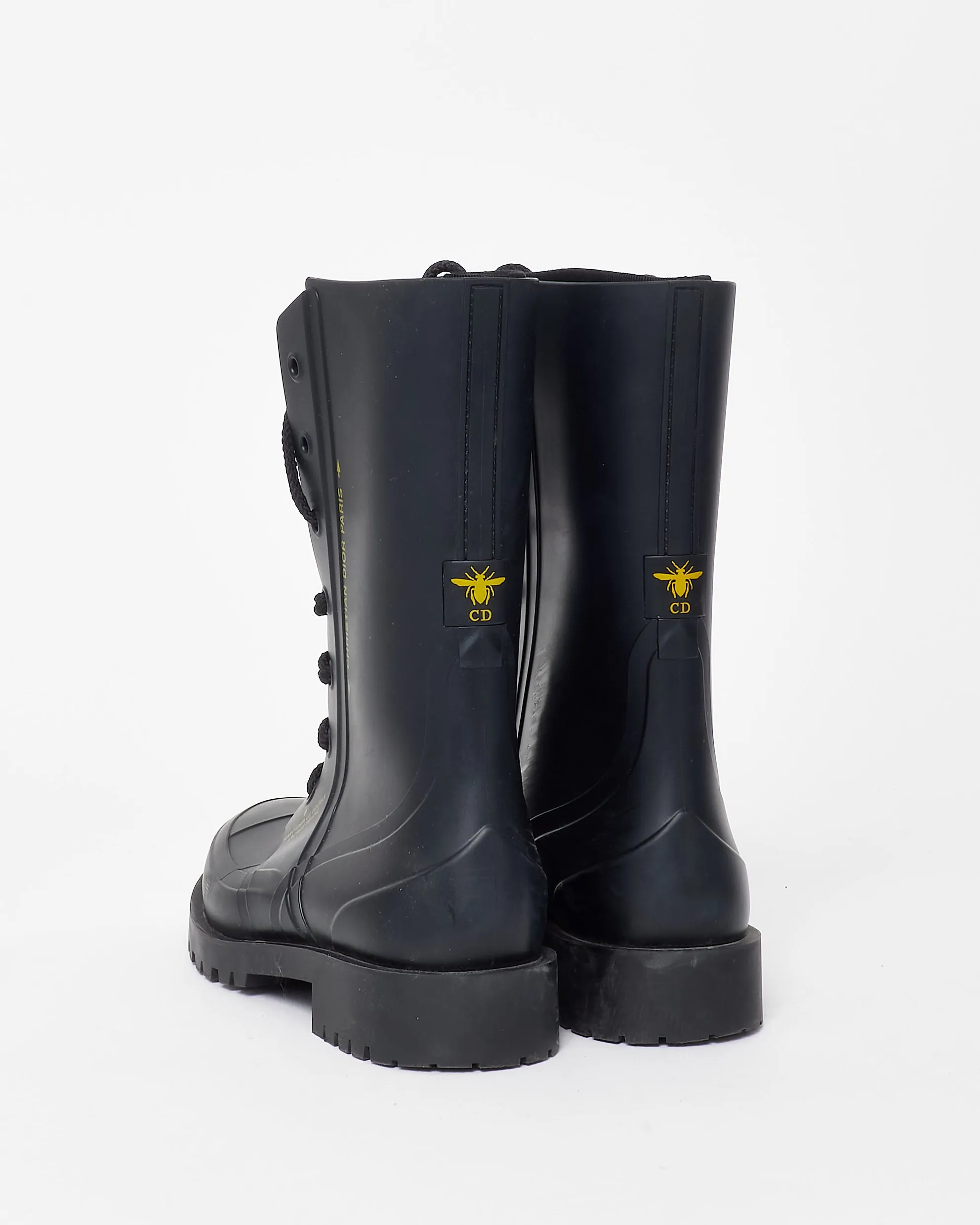 Dior Black Diorcamp Rubber Lace Up Combat Boots - 39