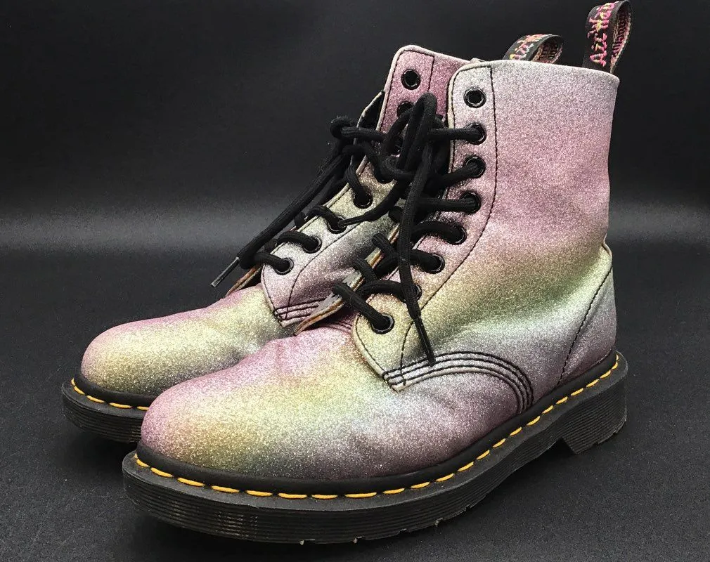 Dr. Martens Women's Pascal Glitter 1460 Multicolor Combat Boots - Size 7