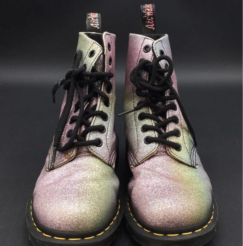 Dr. Martens Women's Pascal Glitter 1460 Multicolor Combat Boots - Size 7