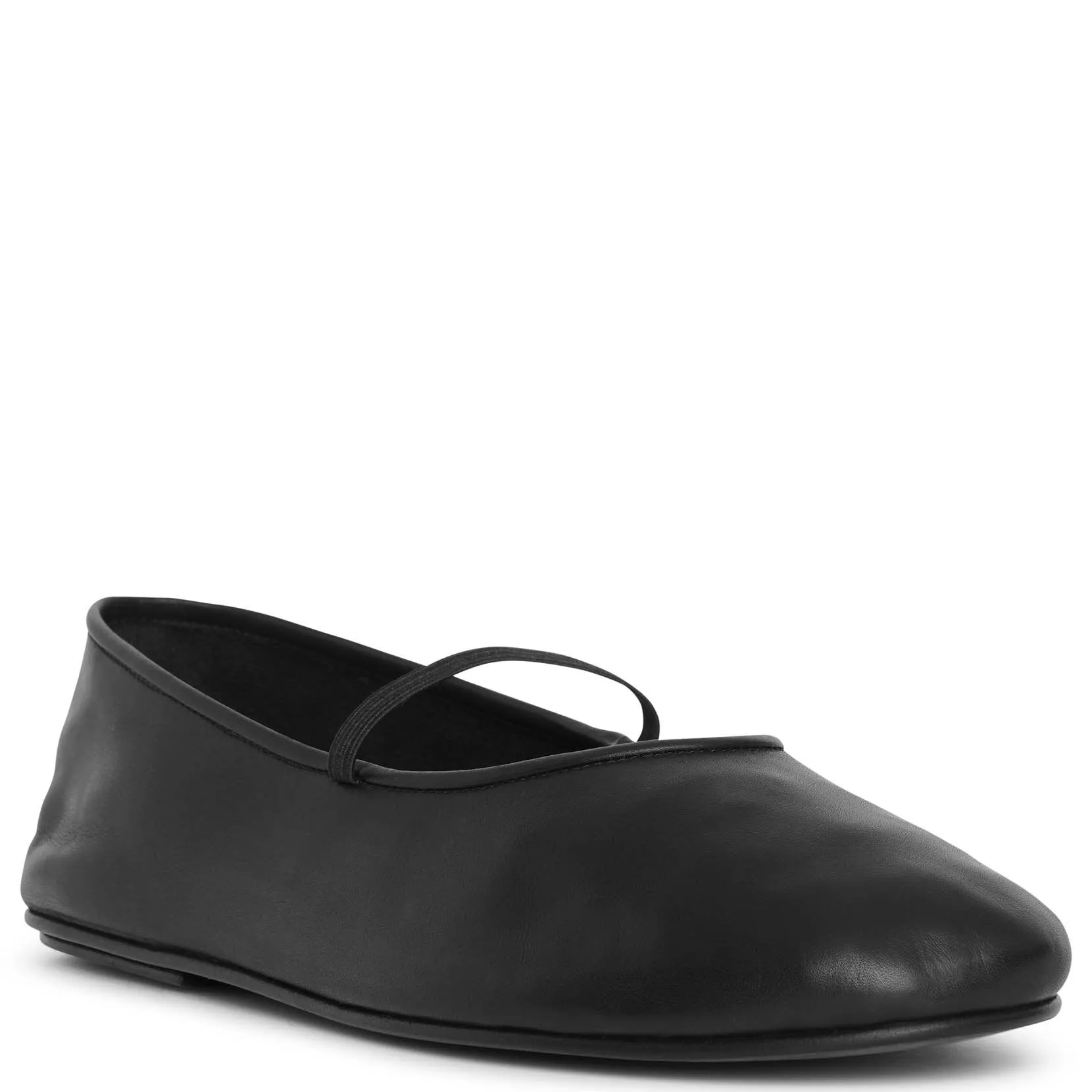 Elastic ballet black nappa slippers