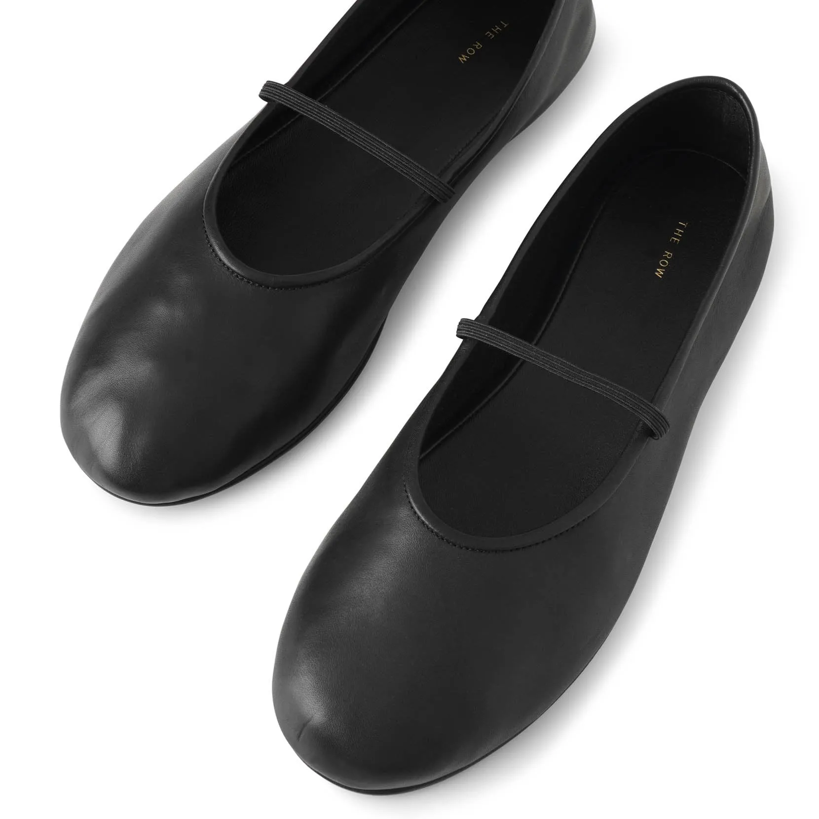 Elastic ballet black nappa slippers