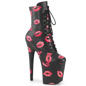 FLAMINGO-1020KISSES Pleaser Black Faux Leather Sexy Platform Shoes (Pole Dancing Heels)
