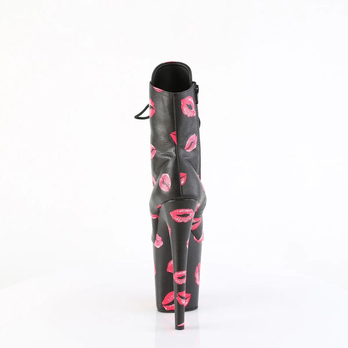 FLAMINGO-1020KISSES Pleaser Black Faux Leather Sexy Platform Shoes (Pole Dancing Heels)