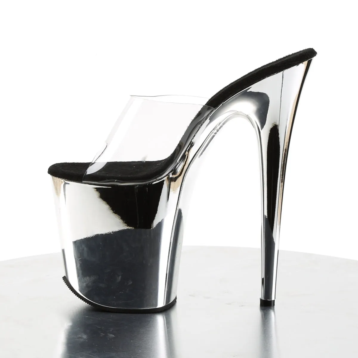 FLAMINGO-801 Pleaser Clear/Silver Chrome Sexy Platform Shoes (Pole Dancing Heels)