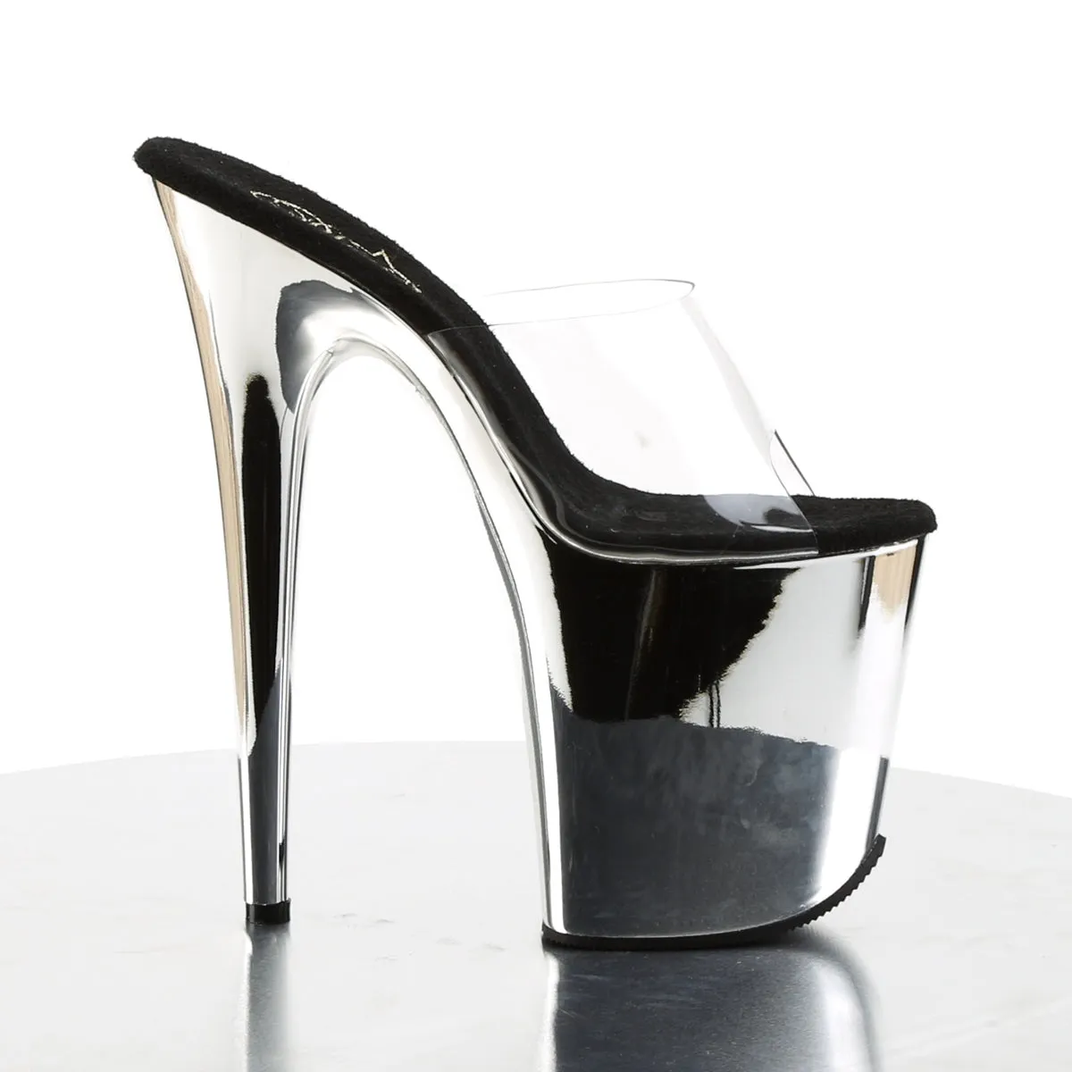 FLAMINGO-801 Pleaser Clear/Silver Chrome Sexy Platform Shoes (Pole Dancing Heels)