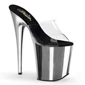 FLAMINGO-801 Pleaser Clear/Silver Chrome Sexy Platform Shoes (Pole Dancing Heels)