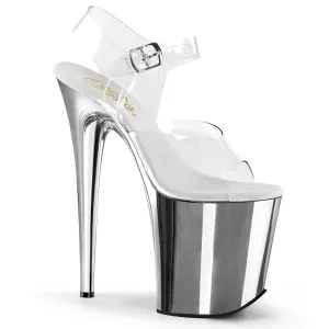 FLAMINGO-808 Pleaser Clear/Silver Chrome Sexy Platform Shoes (Pole Dancing Heels)