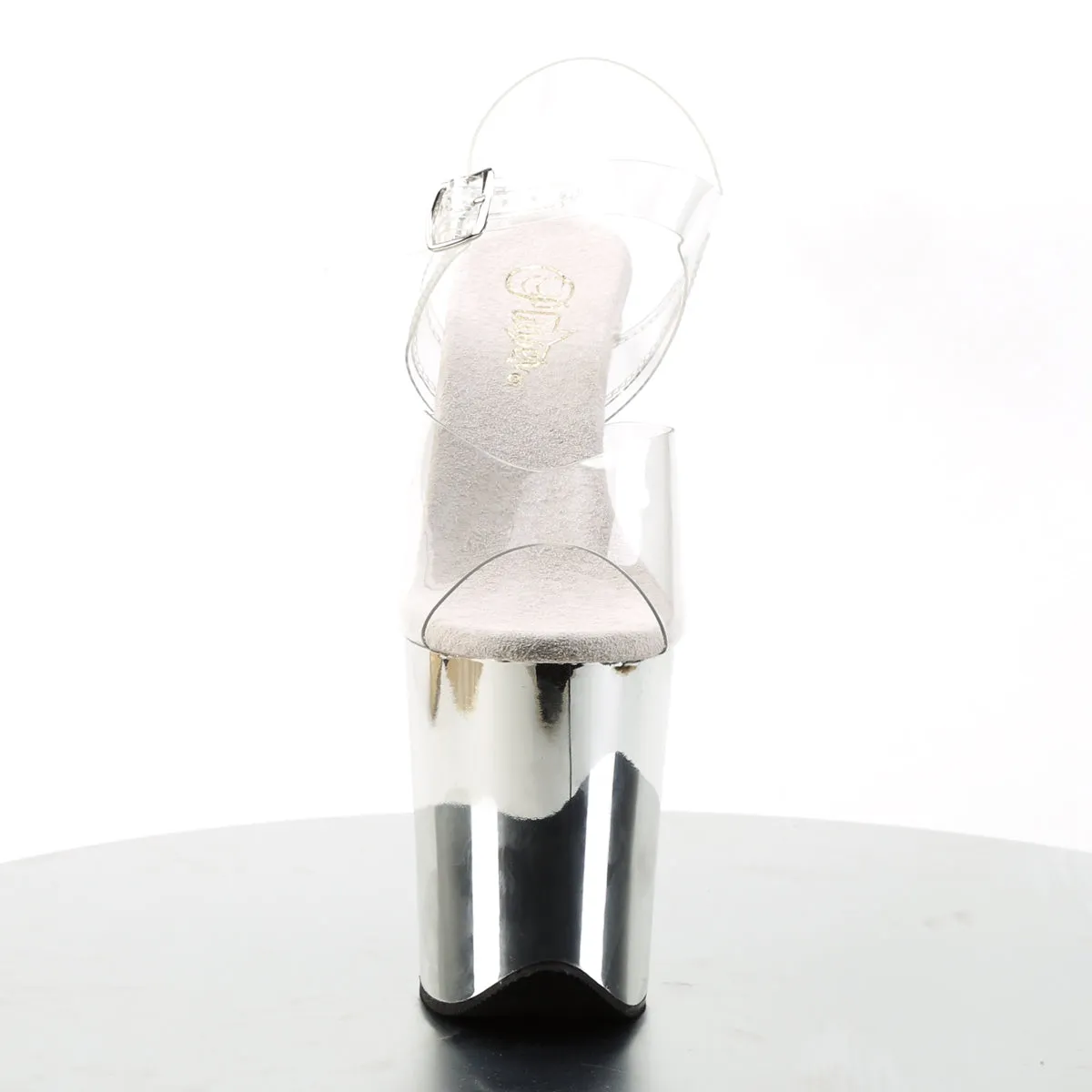 FLAMINGO-808 Pleaser Clear/Silver Chrome Sexy Platform Shoes (Pole Dancing Heels)